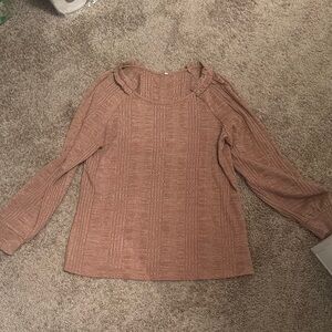Textured Long Sleeve Top in Rust